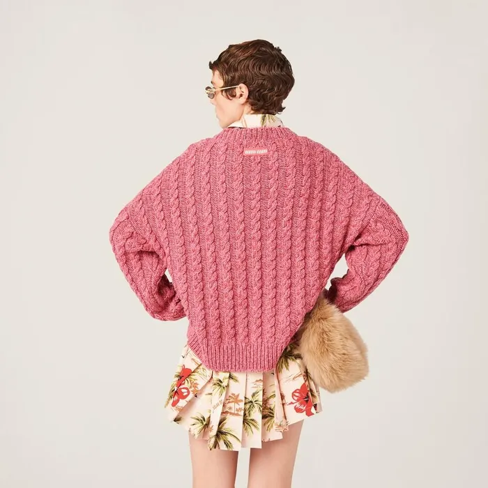 Women Knitwear Miu Miu Wool And Cashmere Sweater Pink Women Knitwear Miu Miu Wool And Cashmere Sweater Pink