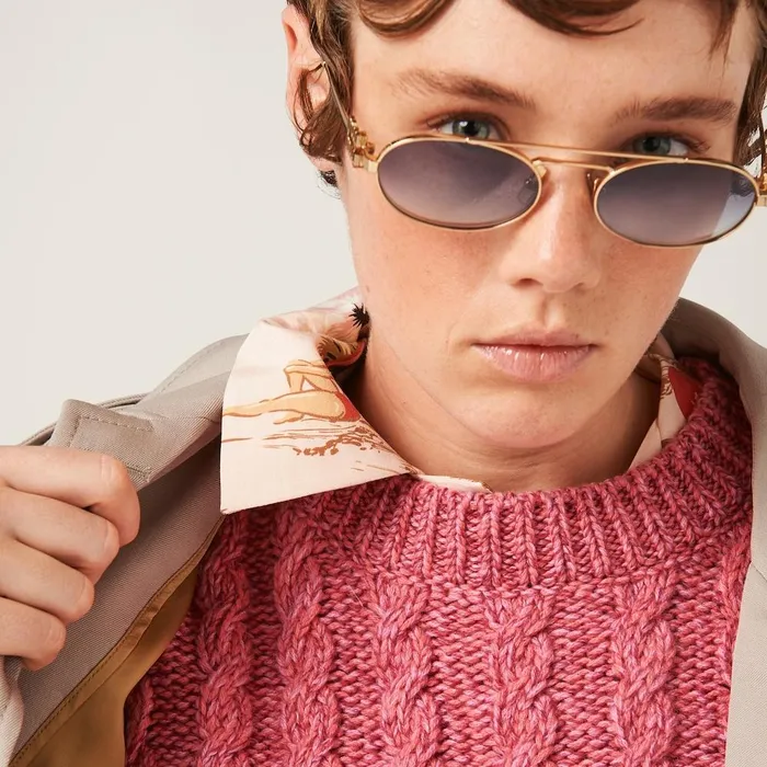 Women Knitwear Miu Miu Wool And Cashmere Sweater Pink Women Knitwear Miu Miu Wool And Cashmere Sweater Pink