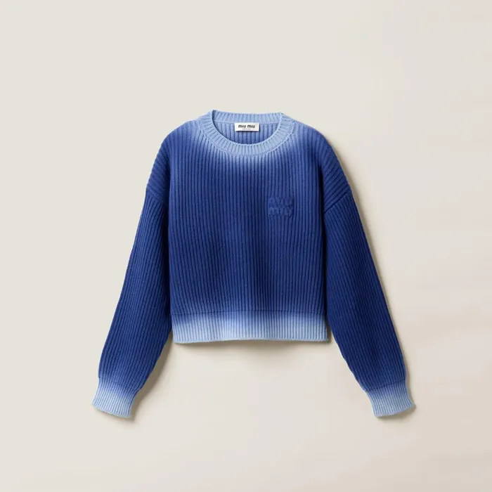 Women Knitwear Miu Miu Wool Sweater Indigo Blue