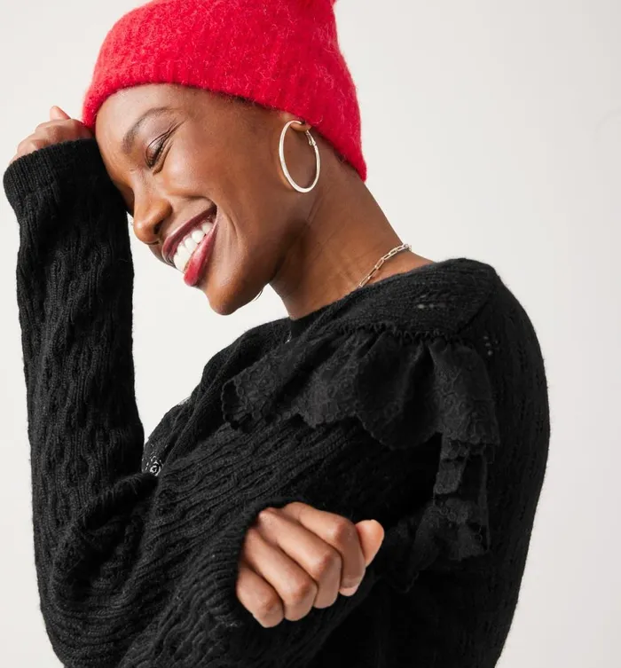 Women Lace And Cable Knit Jumper 8211 Black Promod Jumpers And Cardigans Women Lace And Cable Knit Jumper 8211 Black Promod Jumpers And Cardigans