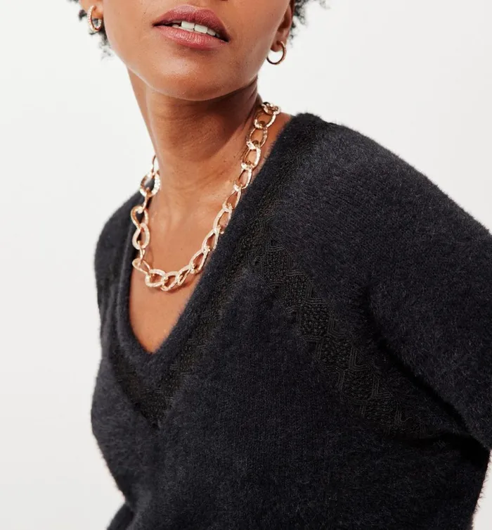 Women Lace Detail Jumper 8211 Black Promod Jumpers And Cardigans Women Lace Detail Jumper 8211 Black Promod Jumpers And Cardigans