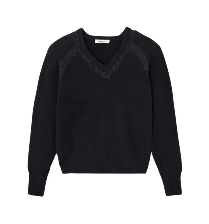 Women Lace Detail Jumper 8211 Black Promod Jumpers And Cardigans Women Lace Detail Jumper 8211 Black Promod Jumpers And Cardigans
