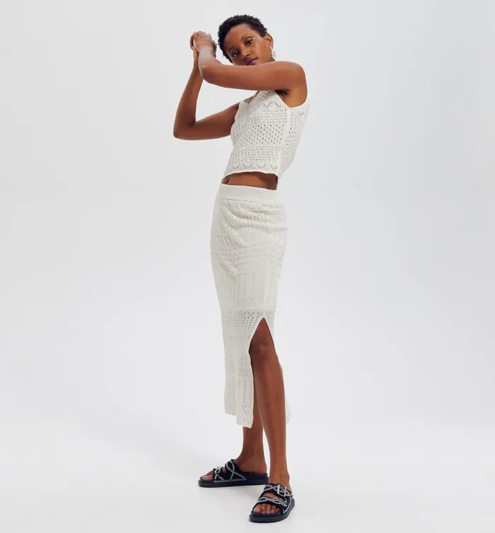 Women Lace Knit Skirt 8211 Ecru Promod Skirts