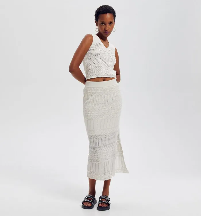Women Lace Knit Skirt 8211 Ecru Promod Skirts Women Lace Knit Skirt 8211 Ecru Promod Skirts