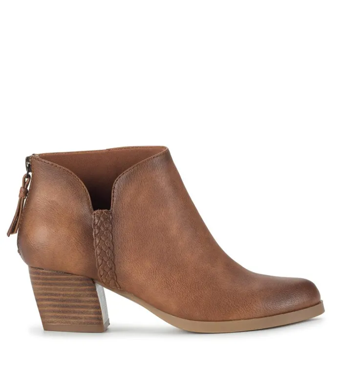 Women Lauryn Block Heel Ankle Bootie Walnut Baretraps Booties