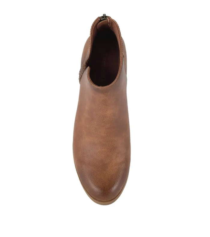 Women Lauryn Block Heel Ankle Bootie Walnut Baretraps Booties