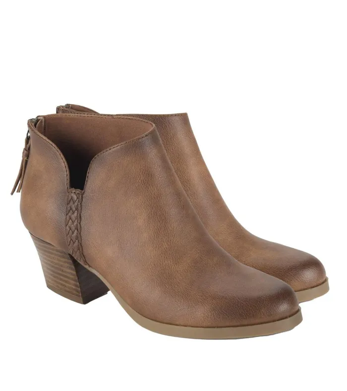 Women Lauryn Block Heel Ankle Bootie Walnut Baretraps Booties