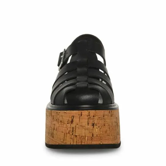 Women LAZLO BLACK LEATHER Black Leather Steve Madden Sandals