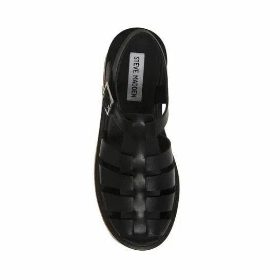 Women LAZLO BLACK LEATHER Black Leather Steve Madden Sandals