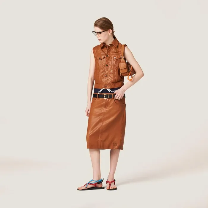 Women Leather Miu Miu Nappa Leather Vest Caramel Women Leather Miu Miu Nappa Leather Vest Caramel