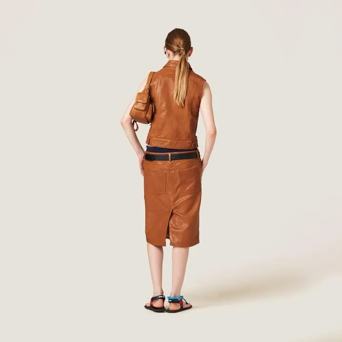 Women Leather Miu Miu Nappa Leather Vest Caramel Women Leather Miu Miu Nappa Leather Vest Caramel