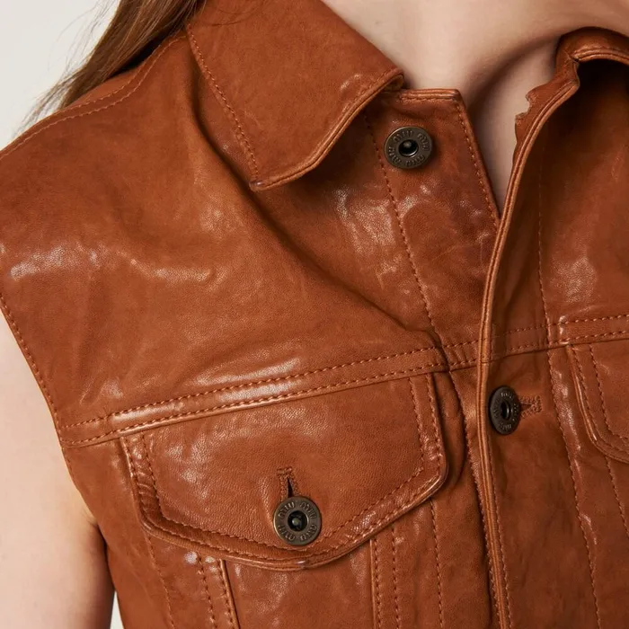 Women Leather Miu Miu Nappa Leather Vest Caramel Women Leather Miu Miu Nappa Leather Vest Caramel