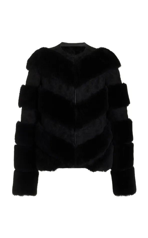 Women Leathers Gabriela Hearst Carys Embroidered Jacket In Black Suede With Shearling