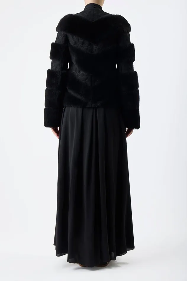 Women Leathers Gabriela Hearst Carys Embroidered Jacket In Black Suede With Shearling