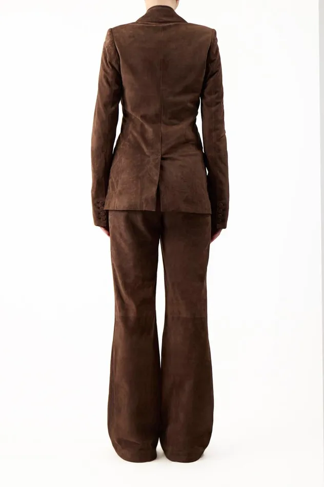 Women Leathers Gabriela Hearst Leiva Blazer In Chocolate Suede
