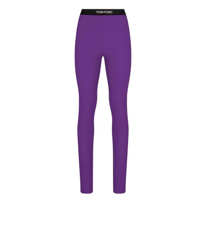 Women Leggings Tom Ford Stretch Lycra Logoed Leggings Electric Purple