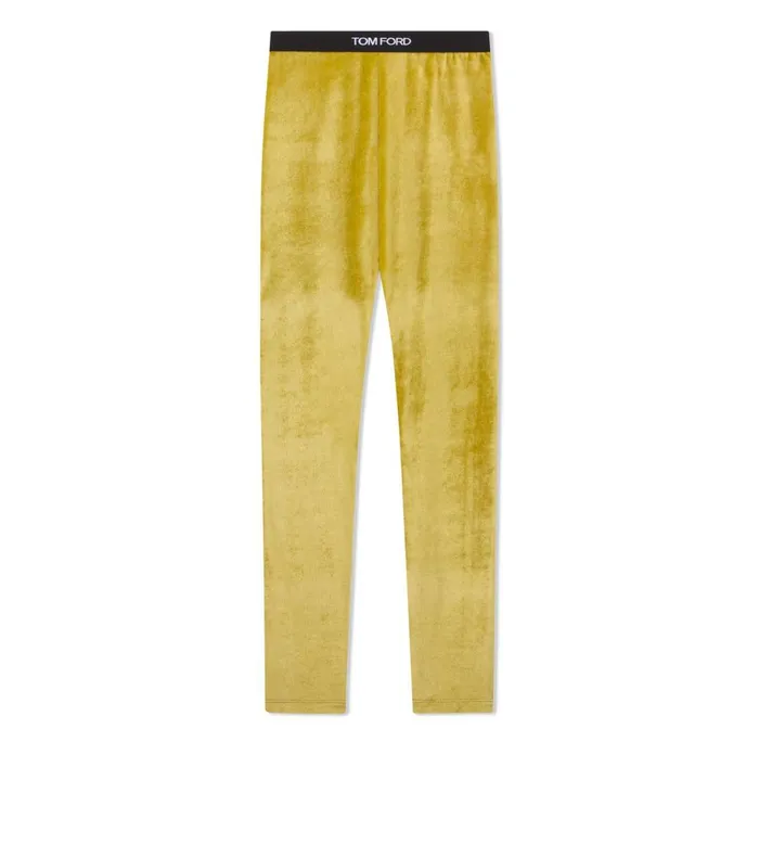 Women Leggings Tom Ford Stretch Velvet Signature Leggings Charteuse Citrine