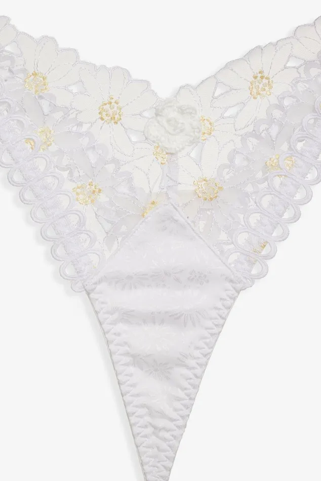 Women Lingerie For Love and Lemons Christy Thong Panty White