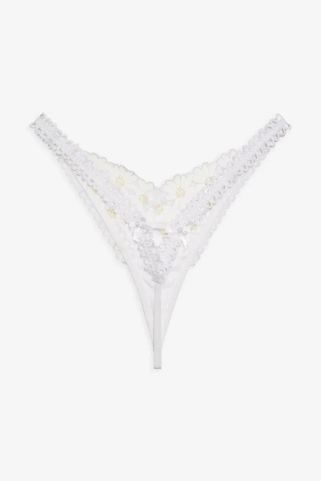 Women Lingerie For Love and Lemons Christy Thong Panty White