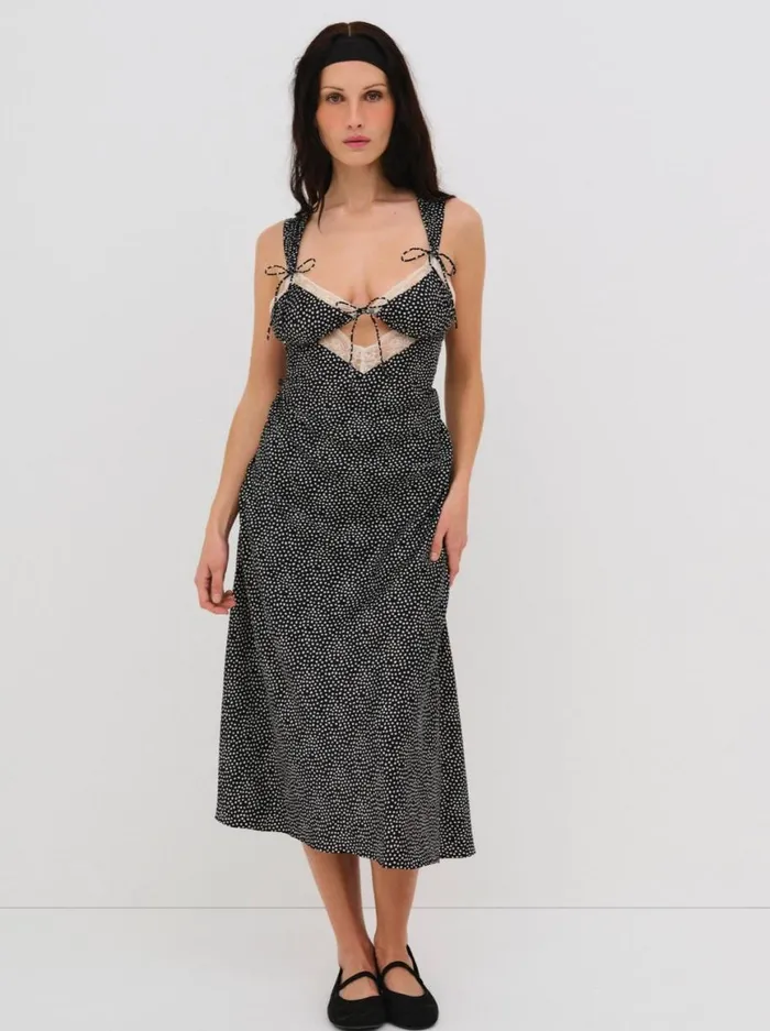 Women Lingerie For Love and Lemons Evangeline Midi Slip Dress Black