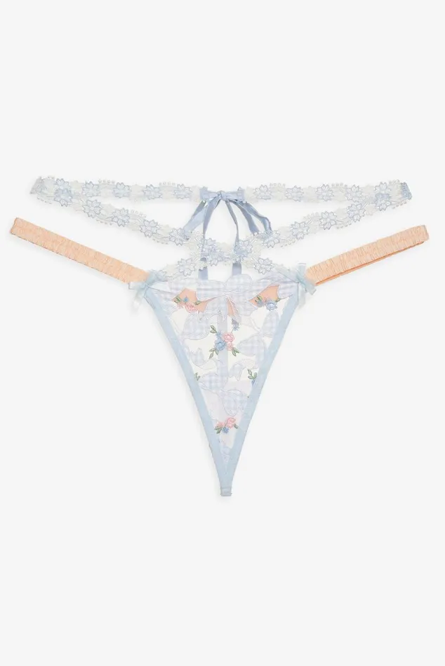 Women Lingerie For Love and Lemons Scottie Thong Panty Blue Women Lingerie For Love and Lemons Scottie Thong Panty Blue
