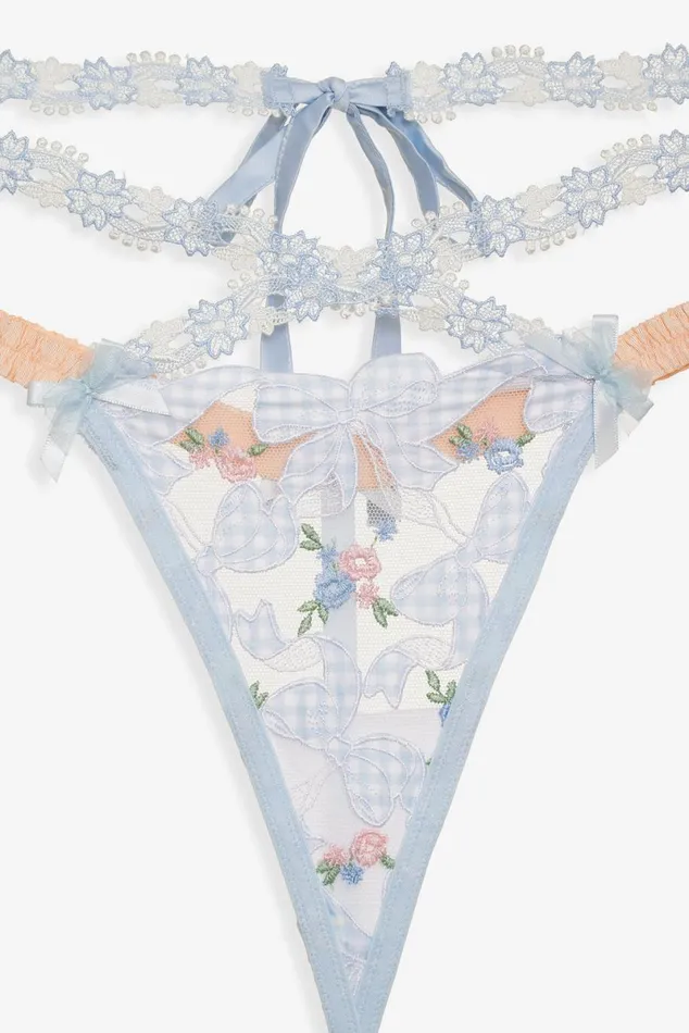 Women Lingerie For Love and Lemons Scottie Thong Panty Blue Women Lingerie For Love and Lemons Scottie Thong Panty Blue