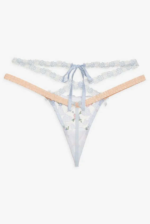 Women Lingerie For Love and Lemons Scottie Thong Panty Blue Women Lingerie For Love and Lemons Scottie Thong Panty Blue