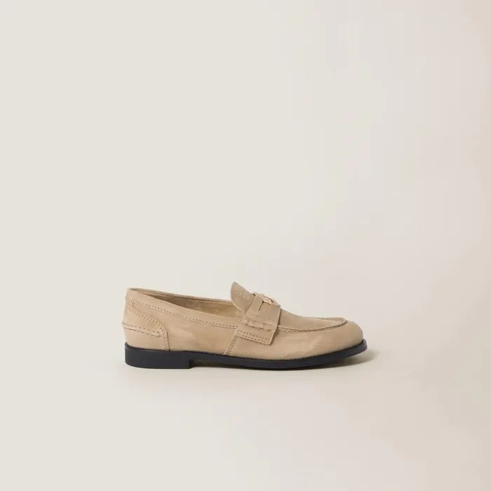 Women Loafers And LaceUps Miu Miu Faded Suede Loafers Ecru Women Loafers And LaceUps Miu Miu Faded Suede Loafers Ecru