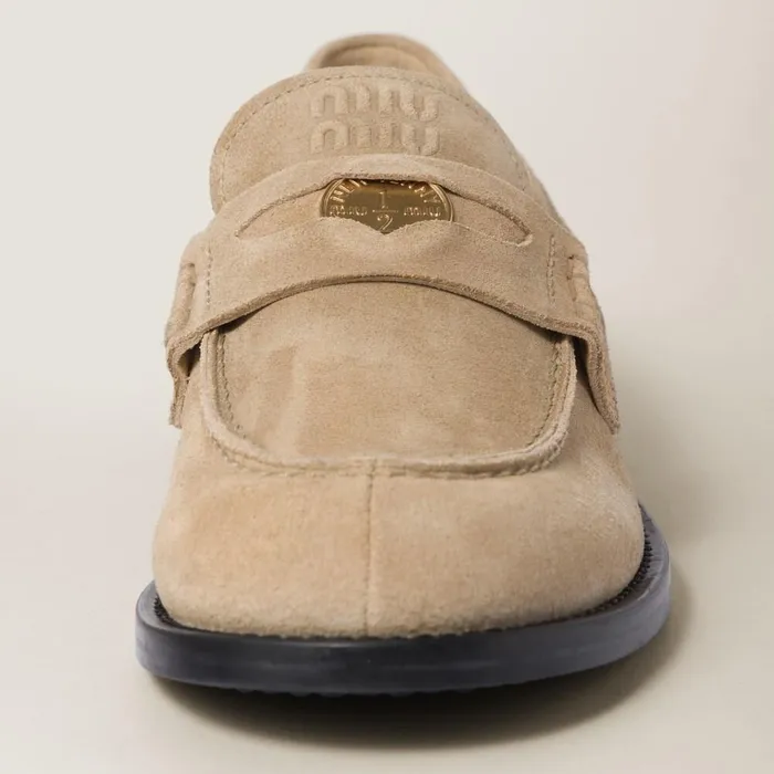 Women Loafers And LaceUps Miu Miu Faded Suede Loafers Ecru Women Loafers And LaceUps Miu Miu Faded Suede Loafers Ecru