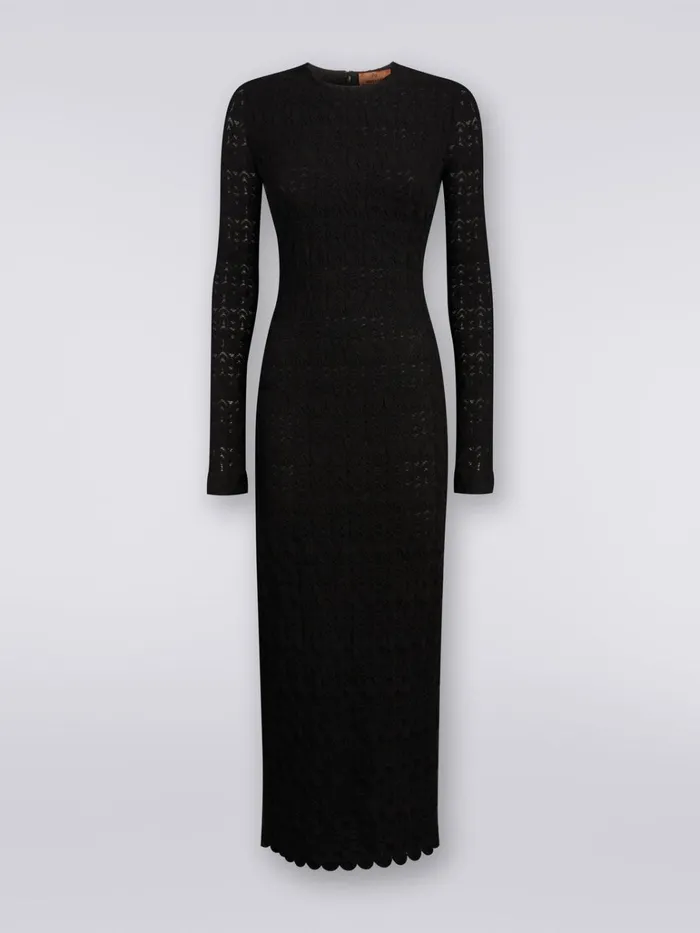 Women Long Dress In Raschel Knit Viscose Blend Lace Black Missoni Dresses