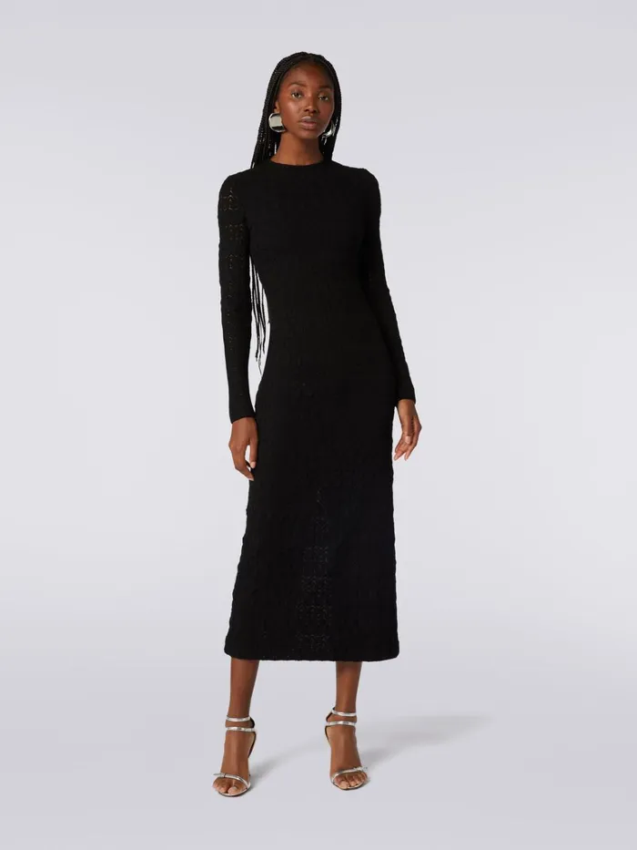 Women Long Dress In Raschel Knit Viscose Blend Lace Black Missoni Dresses Women Long Dress In Raschel Knit Viscose Blend Lace Black Missoni Dresses