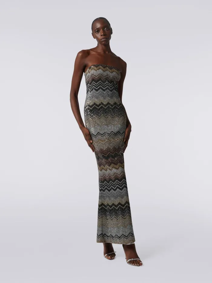 Women Long Dress In Viscose Blend Chevron With Sequins Multicoloured Missoni Dresses Women Long Dress In Viscose Blend Chevron With Sequins Multicoloured Missoni Dresses