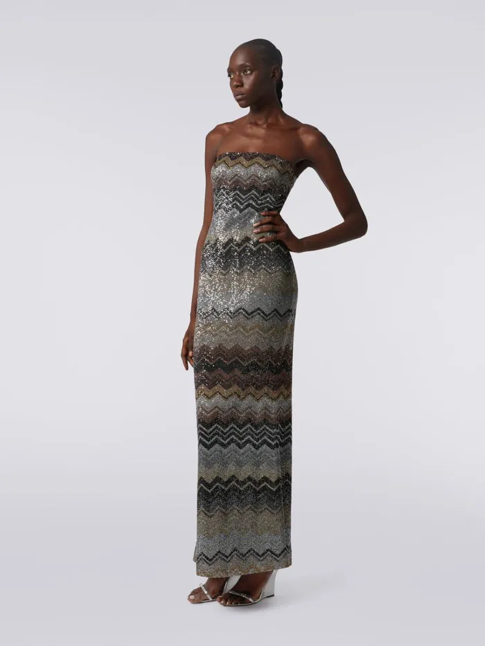 Women Long Dress In Viscose Blend Chevron With Sequins Multicoloured Missoni Dresses Women Long Dress In Viscose Blend Chevron With Sequins Multicoloured Missoni Dresses