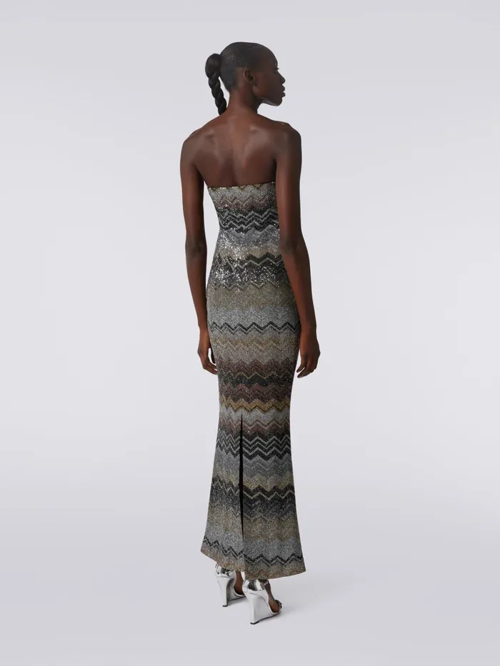 Women Long Dress In Viscose Blend Chevron With Sequins Multicoloured Missoni Dresses Women Long Dress In Viscose Blend Chevron With Sequins Multicoloured Missoni Dresses