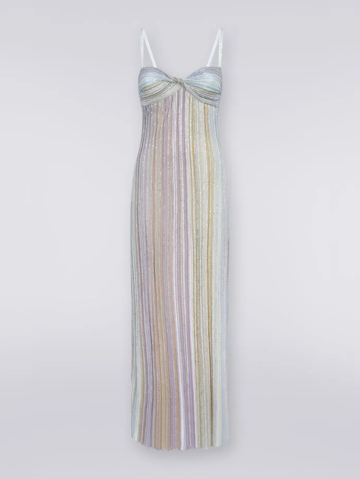 Women Long Dress With Bow Neckline And Sequins Multicoloured Missoni Dresses