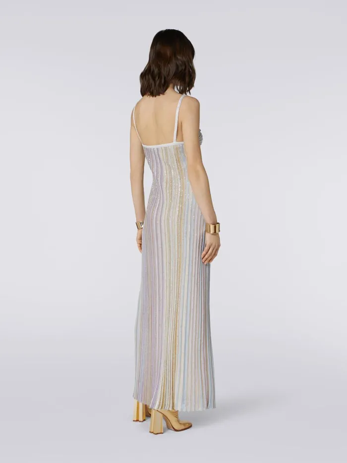 Women Long Dress With Bow Neckline And Sequins Multicoloured Missoni Dresses
