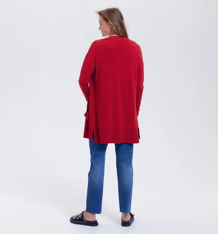 Women Long Lightweight Cardigan 8211 Red Promod Jumpers And Cardigans Women Long Lightweight Cardigan 8211 Red Promod Jumpers And Cardigans