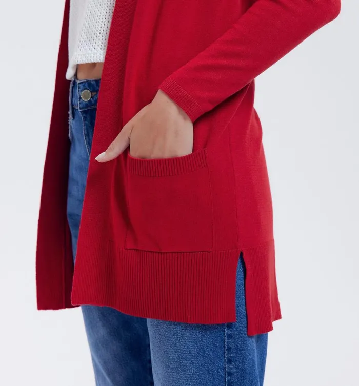 Women Long Lightweight Cardigan 8211 Red Promod Jumpers And Cardigans Women Long Lightweight Cardigan 8211 Red Promod Jumpers And Cardigans