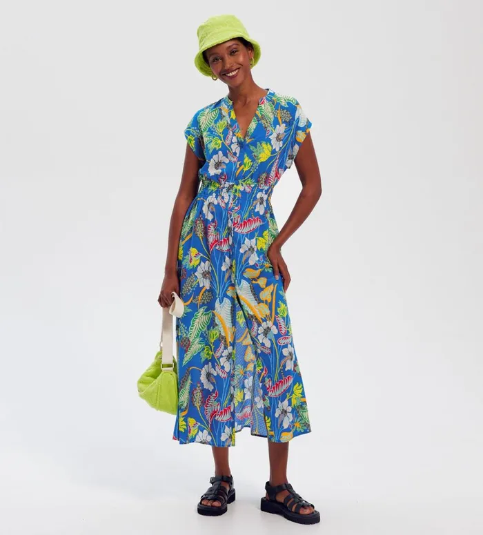 Women Long Patterned Dress 8211 Blue Print Promod Dresses Women Long Patterned Dress 8211 Blue Print Promod Dresses