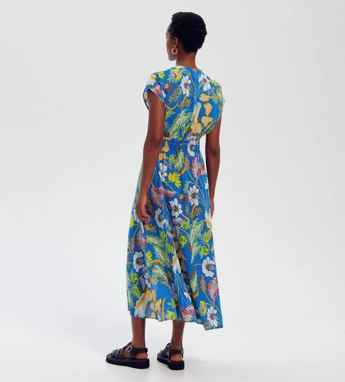 Women Long Patterned Dress 8211 Blue Print Promod Dresses Women Long Patterned Dress 8211 Blue Print Promod Dresses