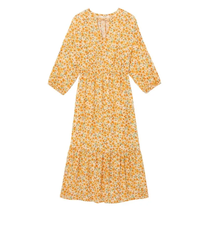 Women Long Patterned Dress 8211 Ecru Print Promod Dresses Women Long Patterned Dress 8211 Ecru Print Promod Dresses