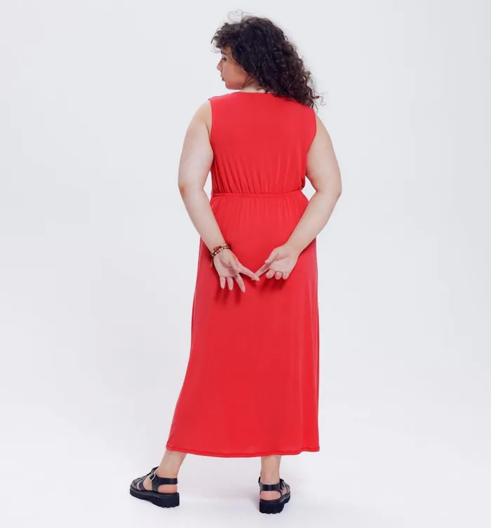 Women Long Plain Jersey Dress 8211 Cherry Red Promod Dresses Women Long Plain Jersey Dress 8211 Cherry Red Promod Dresses