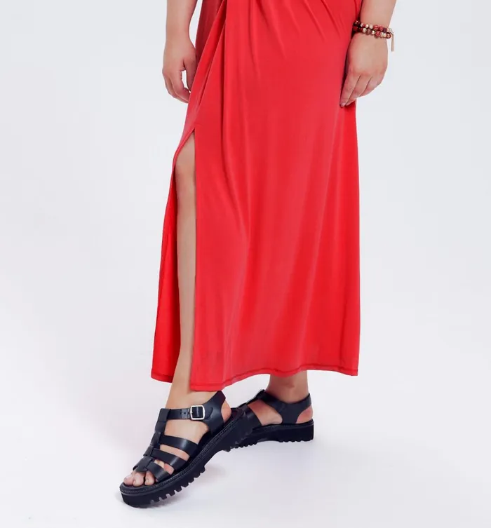 Women Long Plain Jersey Dress 8211 Cherry Red Promod Dresses Women Long Plain Jersey Dress 8211 Cherry Red Promod Dresses