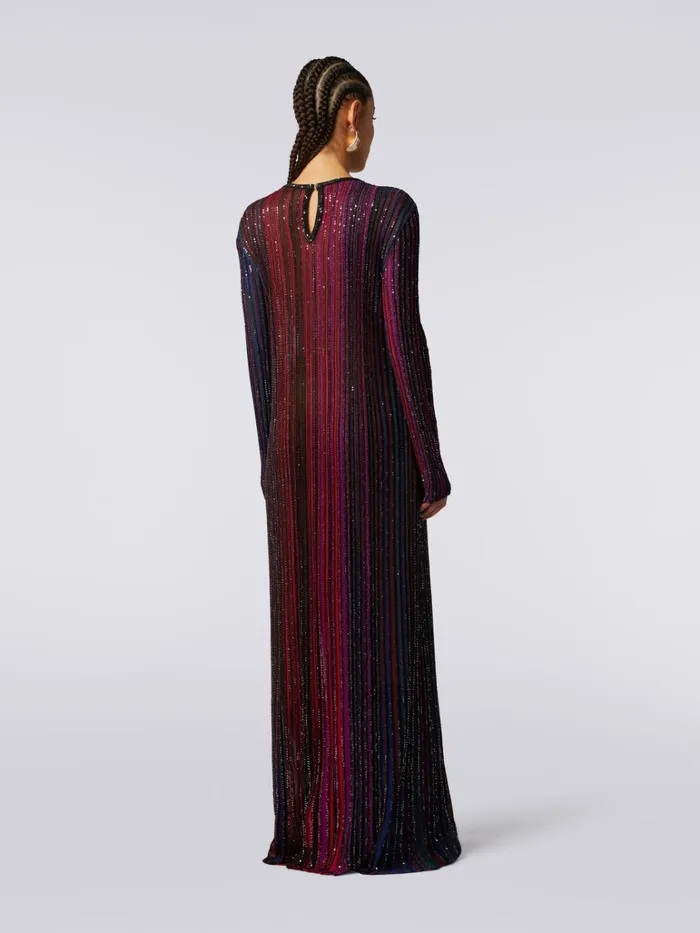 Women Long Pleated Viscose Lam Dress With Sequins Multicoloured Missoni Dresses Women Long Pleated Viscose Lam Dress With Sequins Multicoloured Missoni Dresses