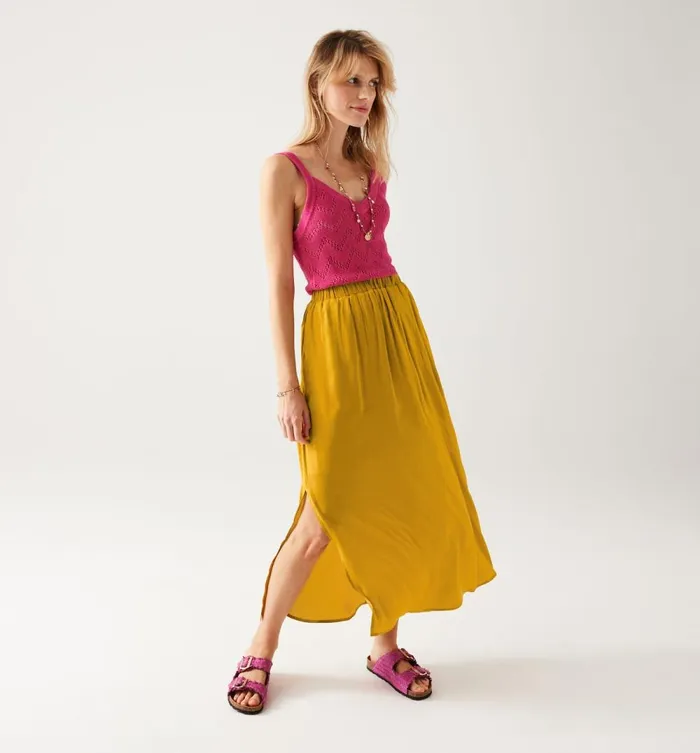 Women Long Sheen Skirt 8211 Ochre Promod Skirts Women Long Sheen Skirt 8211 Ochre Promod Skirts
