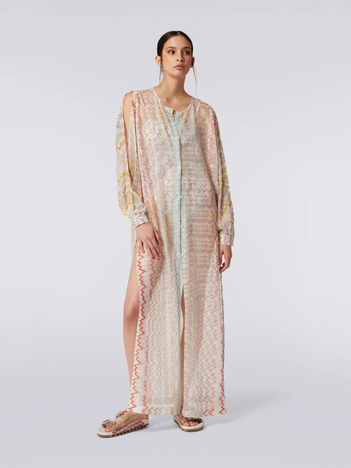 Women Long Striped Kaftan Cover Up With Lam Multicoloured Missoni Beachwear