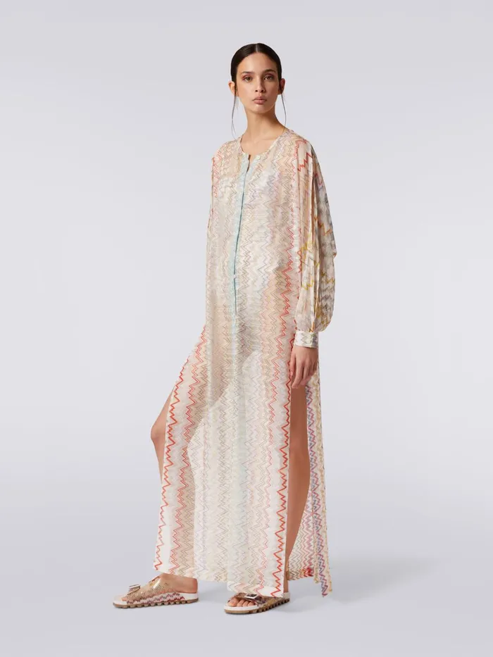 Women Long Striped Kaftan Cover Up With Lam Multicoloured Missoni Beachwear