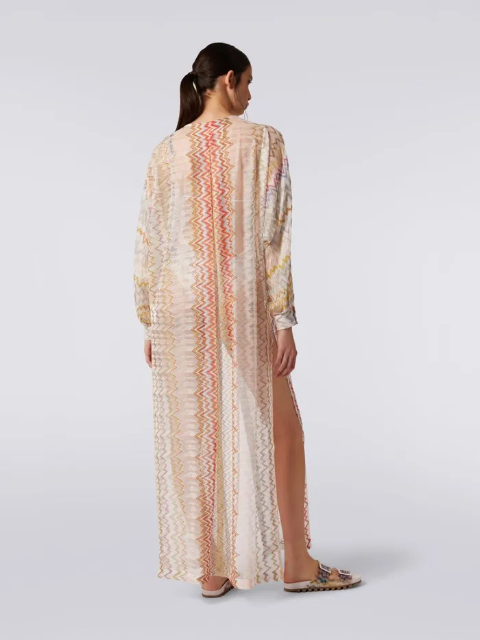Women Long Striped Kaftan Cover Up With Lam Multicoloured Missoni Beachwear