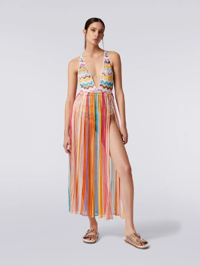 Women Long Wide Viscose Skirt Multicoloured Missoni Beachwear