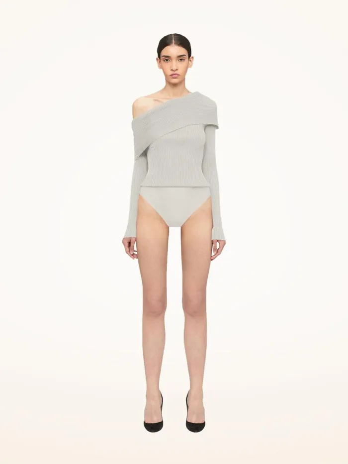 Women Longsleeve Bodies Wolford Contoured Ribs Body Ecrue